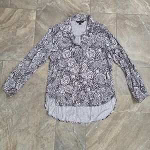 Rock & Republic Black‎ and White Floral Blouse